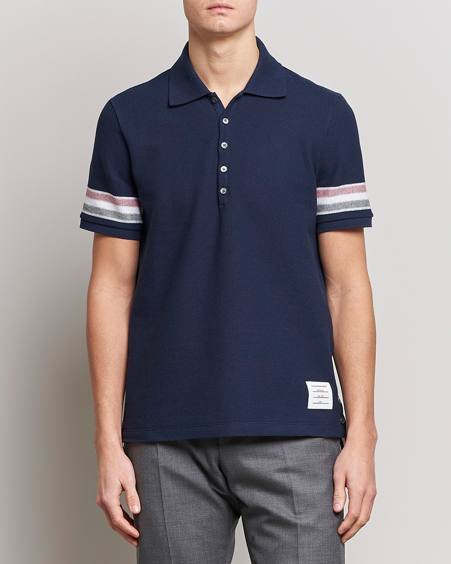 Hombres | Polos | Thom Browne | RWB Stripe Polo Shirt Navy