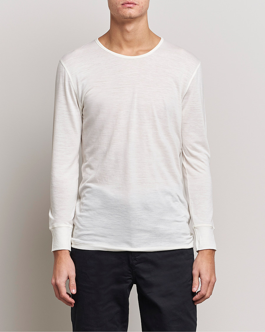 Hombres | Ropa | Zimmerli of Switzerland | Wool/Silk Long Sleeve T-Shirt Ecru