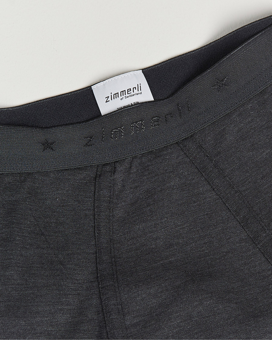 Hombres | Pantalones largos térmicos | Zimmerli of Switzerland | Wool/Silk Long Johns Charcoal