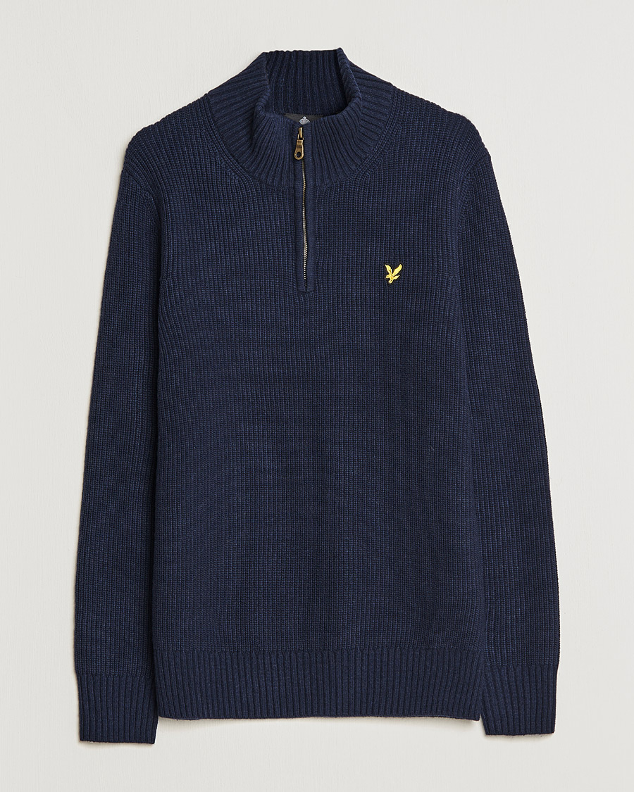 Hombres | Jerséis y prendas de punto | Lyle & Scott | Ribbed Quarter Zip Sweater Navy