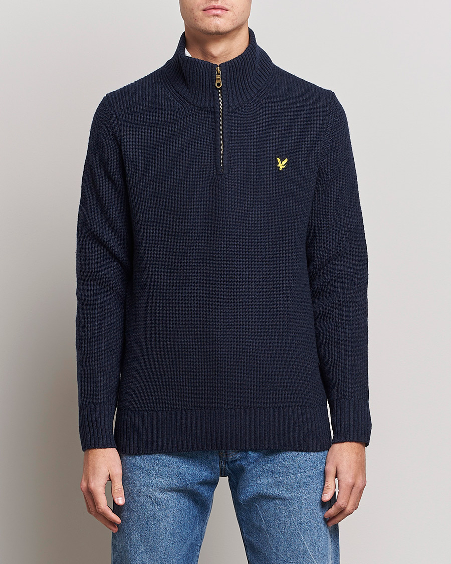 Hombres | Jerséis y prendas de punto | Lyle & Scott | Ribbed Quarter Zip Sweater Navy