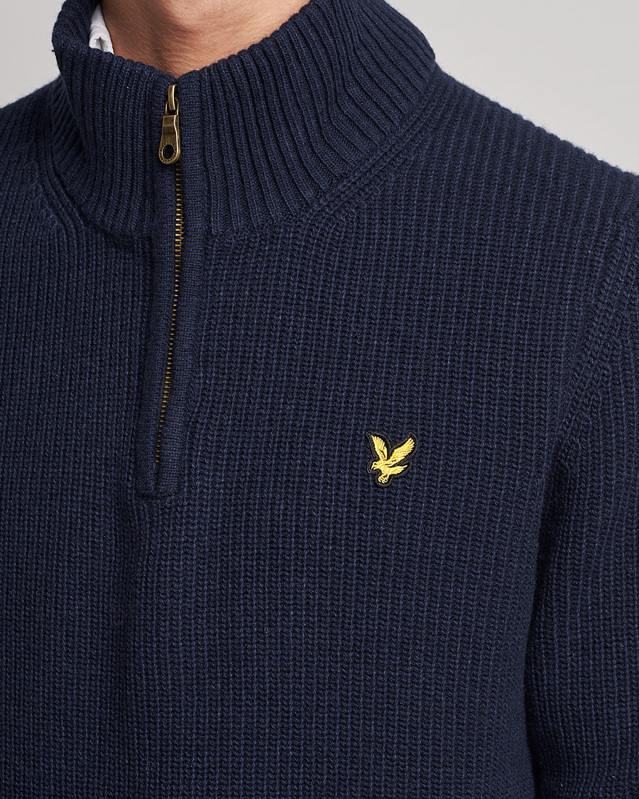 Hombres | Jerséis y prendas de punto | Lyle & Scott | Ribbed Quarter Zip Sweater Navy