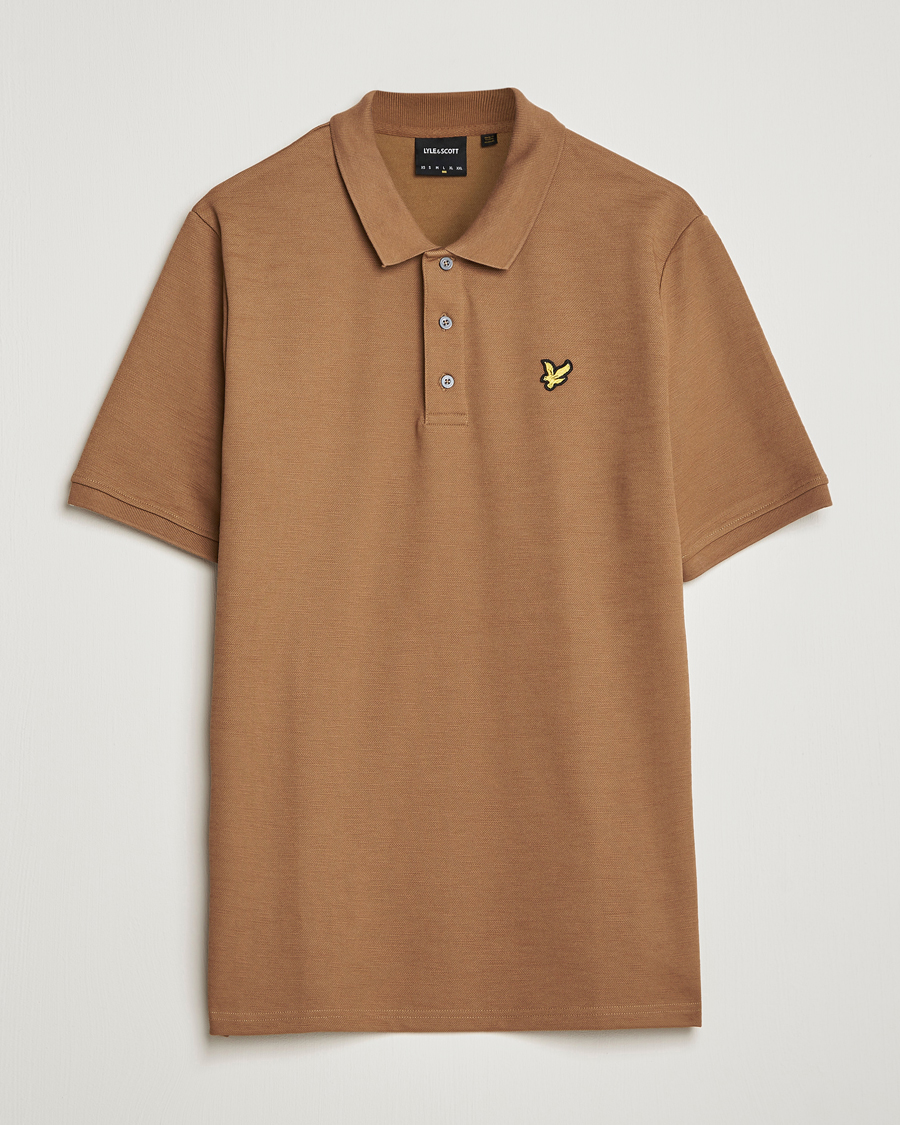 Hombres | Polos | Lyle & Scott | Chunky Slub Pique Polo Camel Bronze