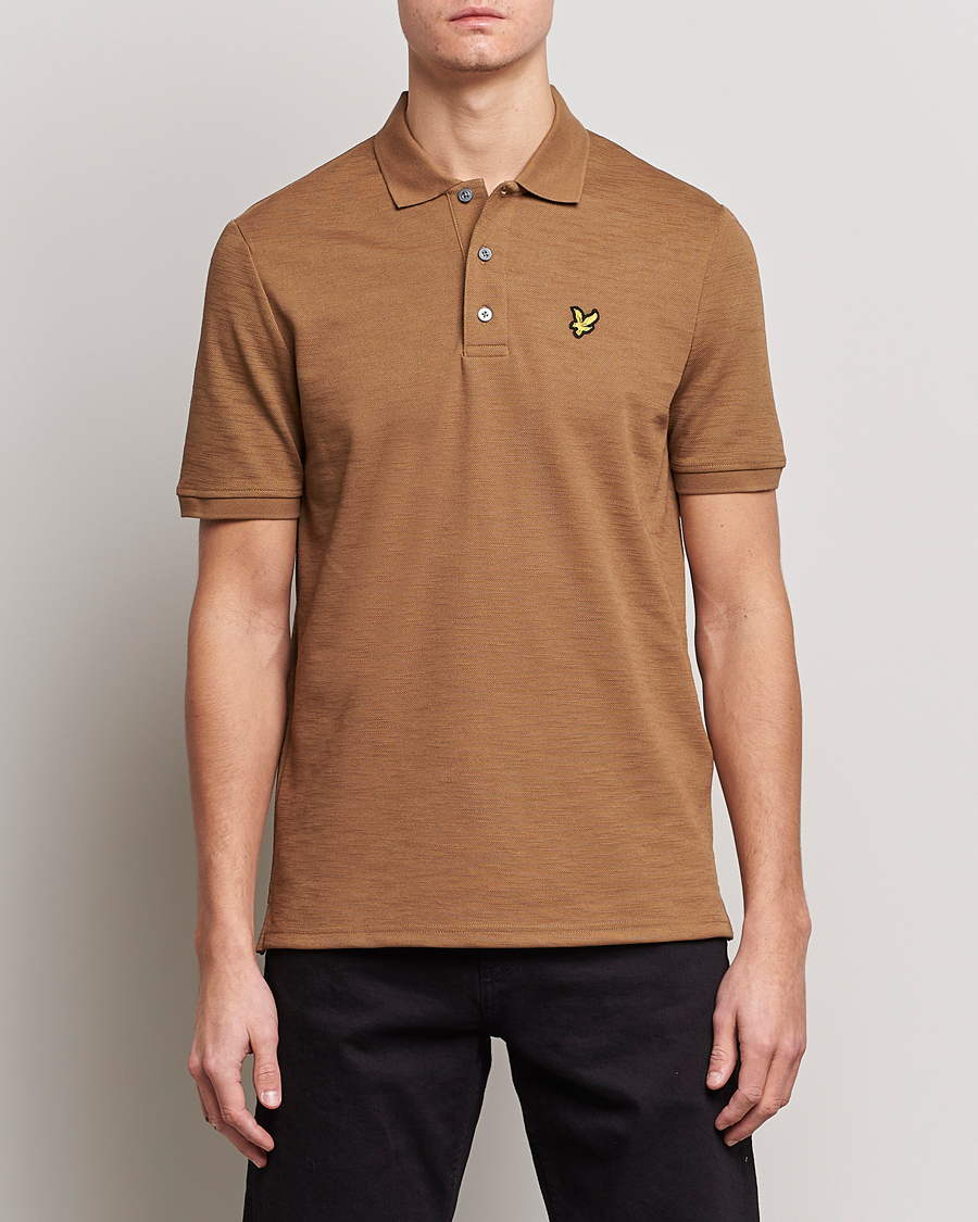 Hombres | Polos | Lyle & Scott | Chunky Slub Pique Polo Camel Bronze