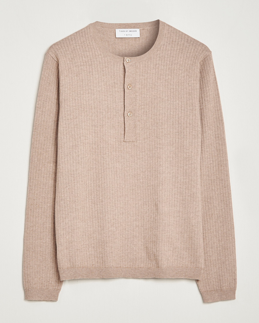 Hombres | Jerséis y prendas de punto | Tiger of Sweden | Nassau Cotton Wool Knitted Sweater Beigie Melange