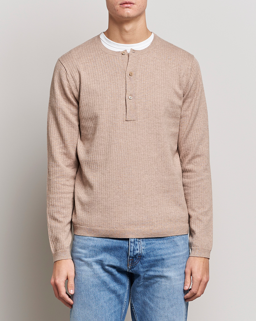 Hombres | Jerséis y prendas de punto | Tiger of Sweden | Nassau Cotton Wool Knitted Sweater Beigie Melange