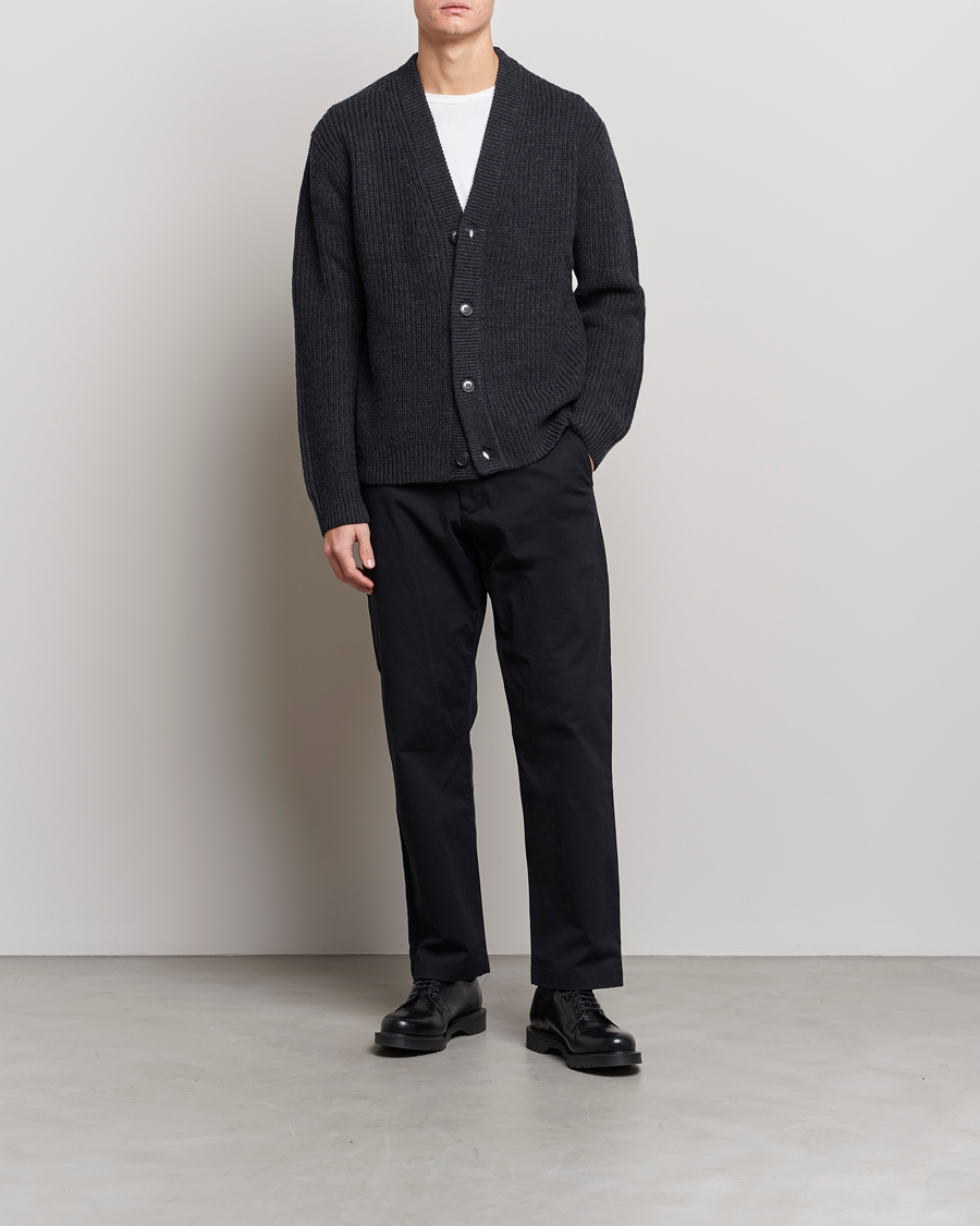 Hombres | Jerséis y prendas de punto | Tiger of Sweden | Reiner Wool Cardigan Dark Grey Mel