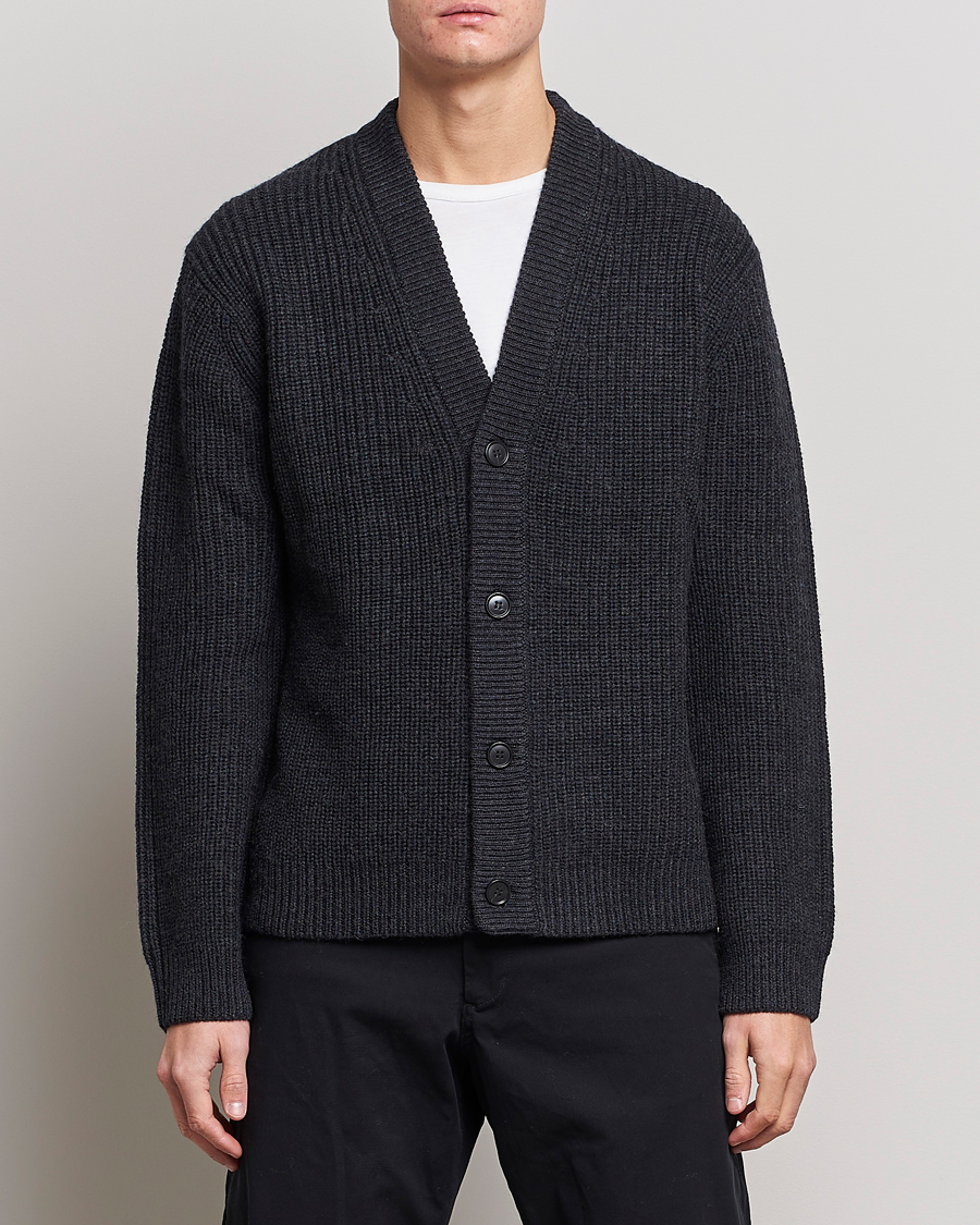 Hombres | Jerséis y prendas de punto | Tiger of Sweden | Reiner Wool Cardigan Dark Grey Mel