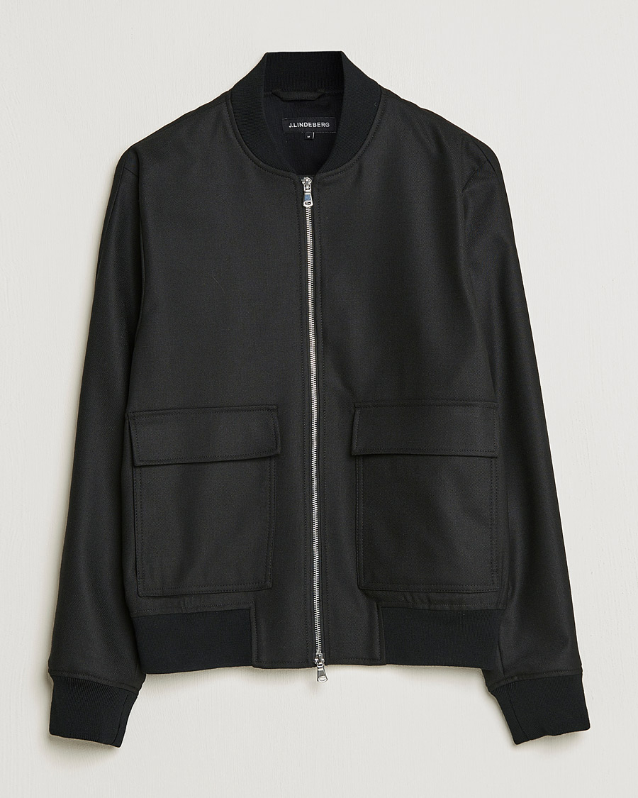 Hombres | Abrigos y chaquetas | J.Lindeberg | Thom Bomber Wool Twill Jacket Black