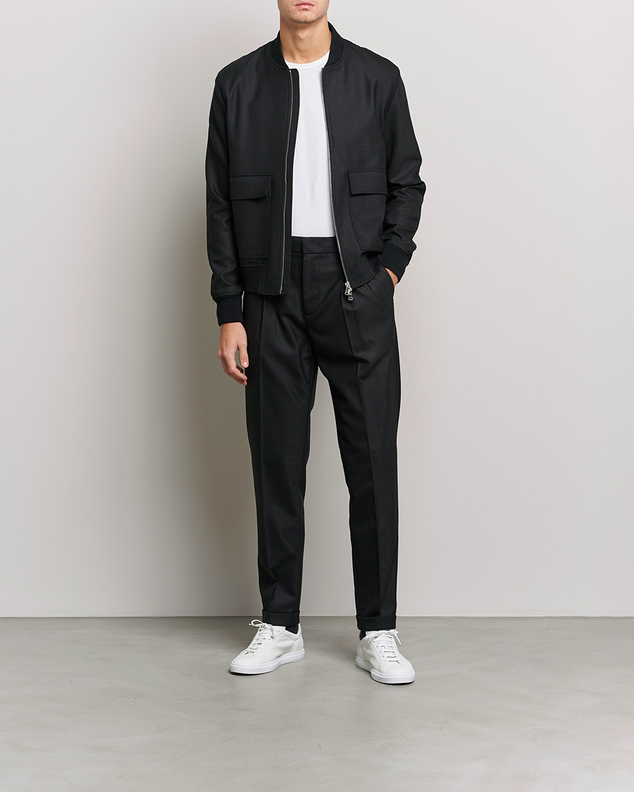 Hombres | Abrigos y chaquetas | J.Lindeberg | Thom Bomber Wool Twill Jacket Black