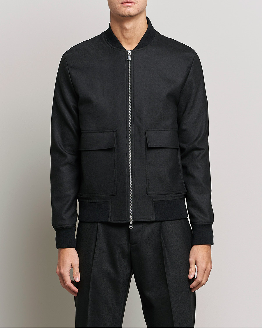 Hombres | Abrigos y chaquetas | J.Lindeberg | Thom Bomber Wool Twill Jacket Black