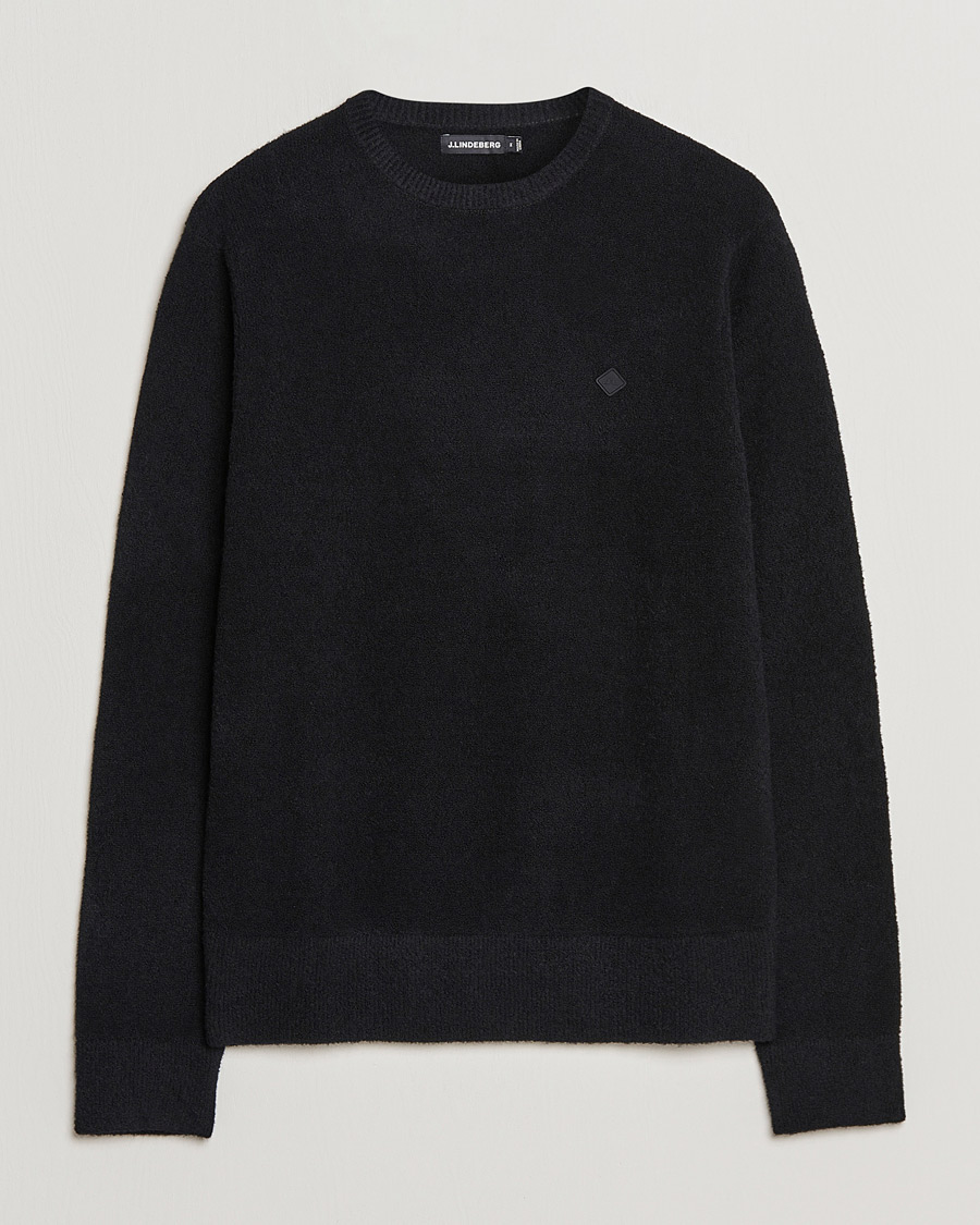 Hombres | Jerséis y prendas de punto | J.Lindeberg | Yuri Merino Logo Crew Neck Sweater Black