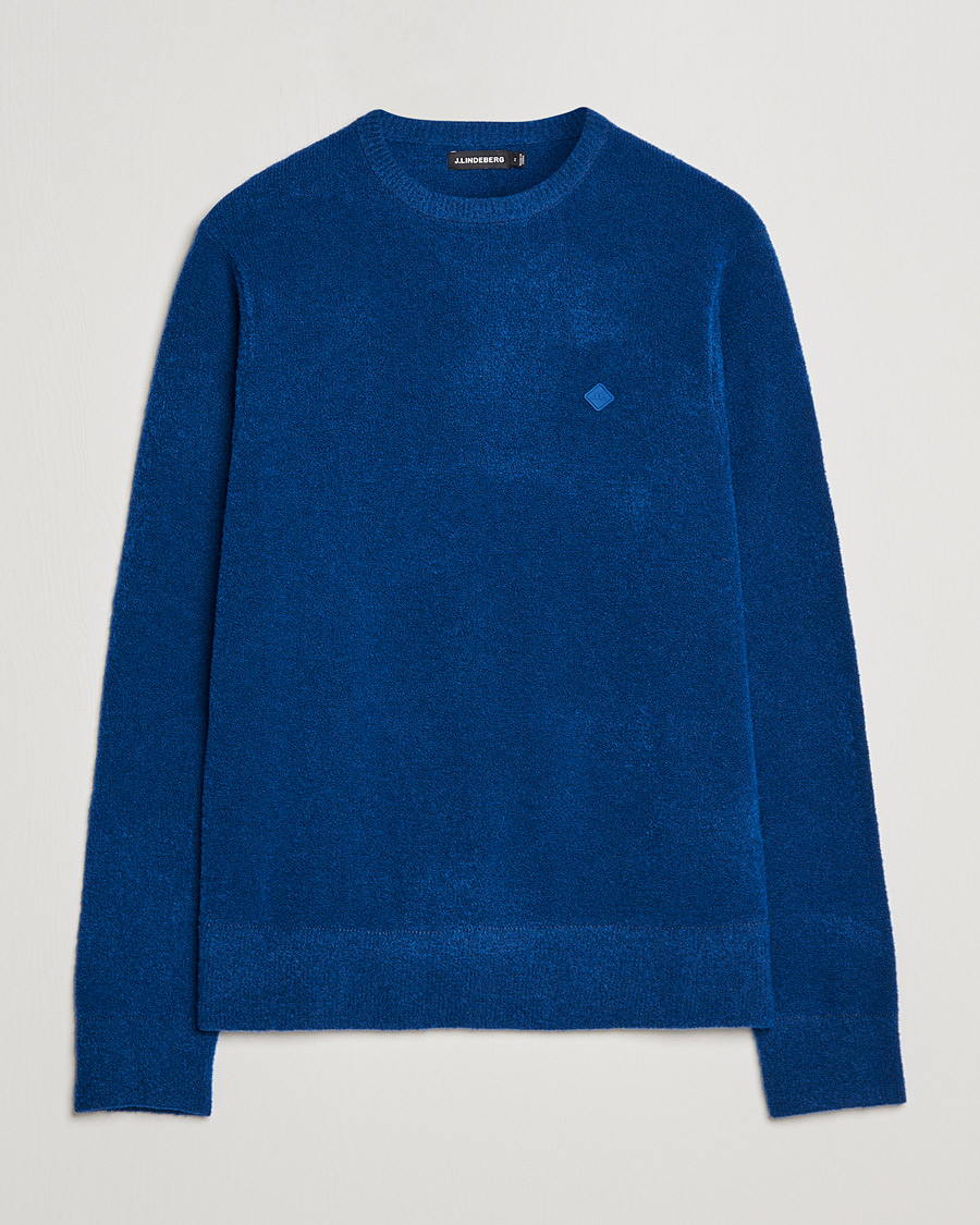 Hombres | Jerséis y prendas de punto | J.Lindeberg | Yuri Merino Logo Crew Neck Sweater Navy Peony