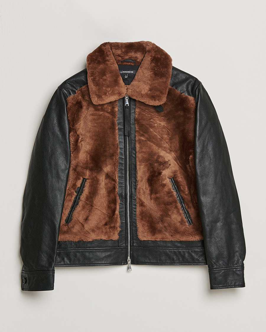 Hombres | Abrigos y chaquetas | J.Lindeberg | Grizzly Sheepskin Leather Jacket Chipmunk