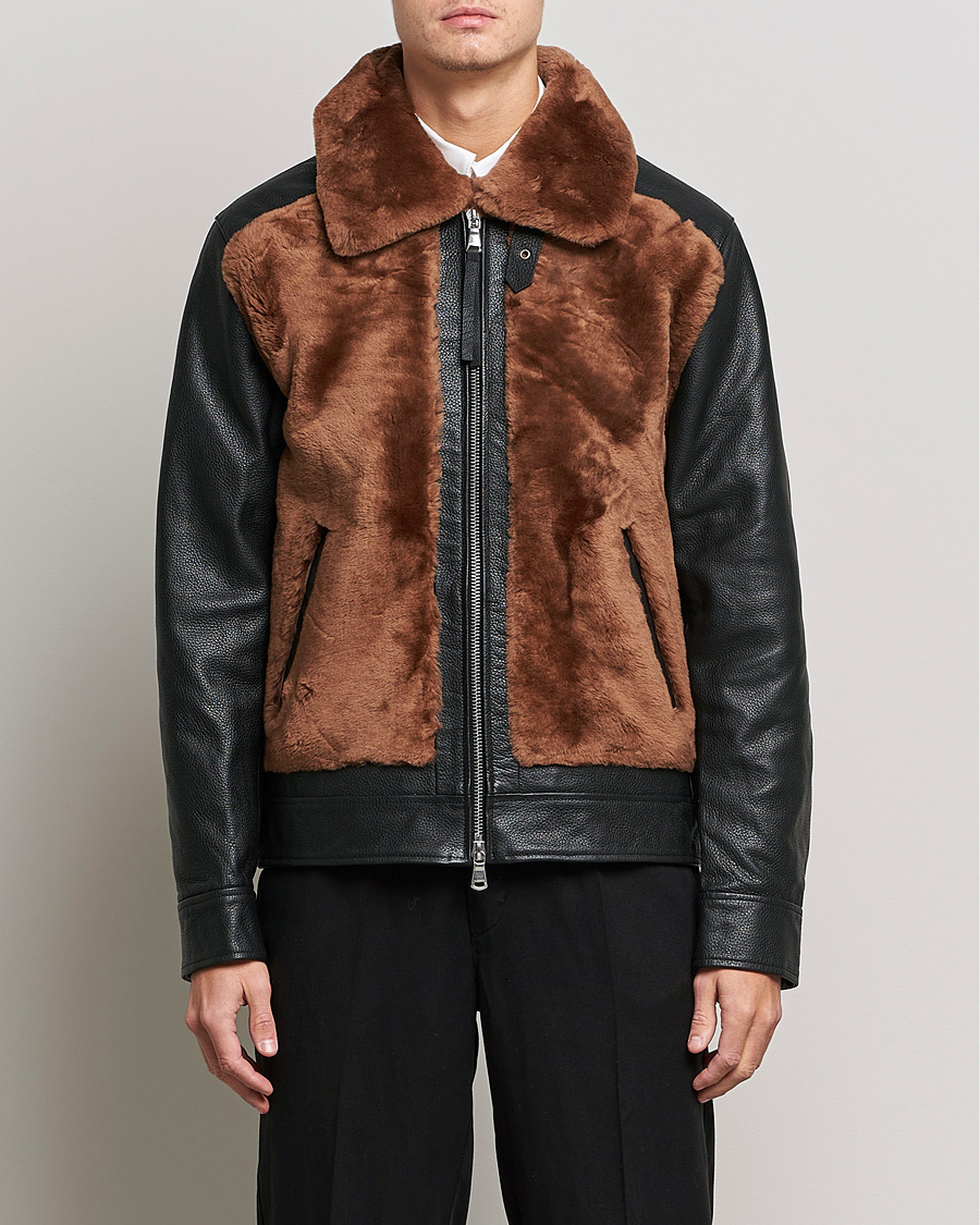 Hombres | Abrigos y chaquetas | J.Lindeberg | Grizzly Sheepskin Leather Jacket Chipmunk