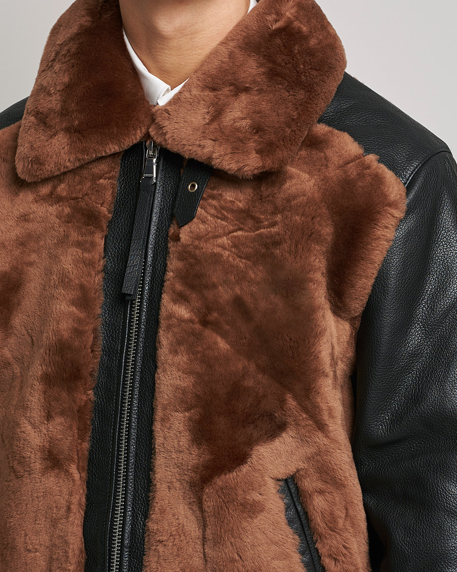Hombres | Abrigos y chaquetas | J.Lindeberg | Grizzly Sheepskin Leather Jacket Chipmunk