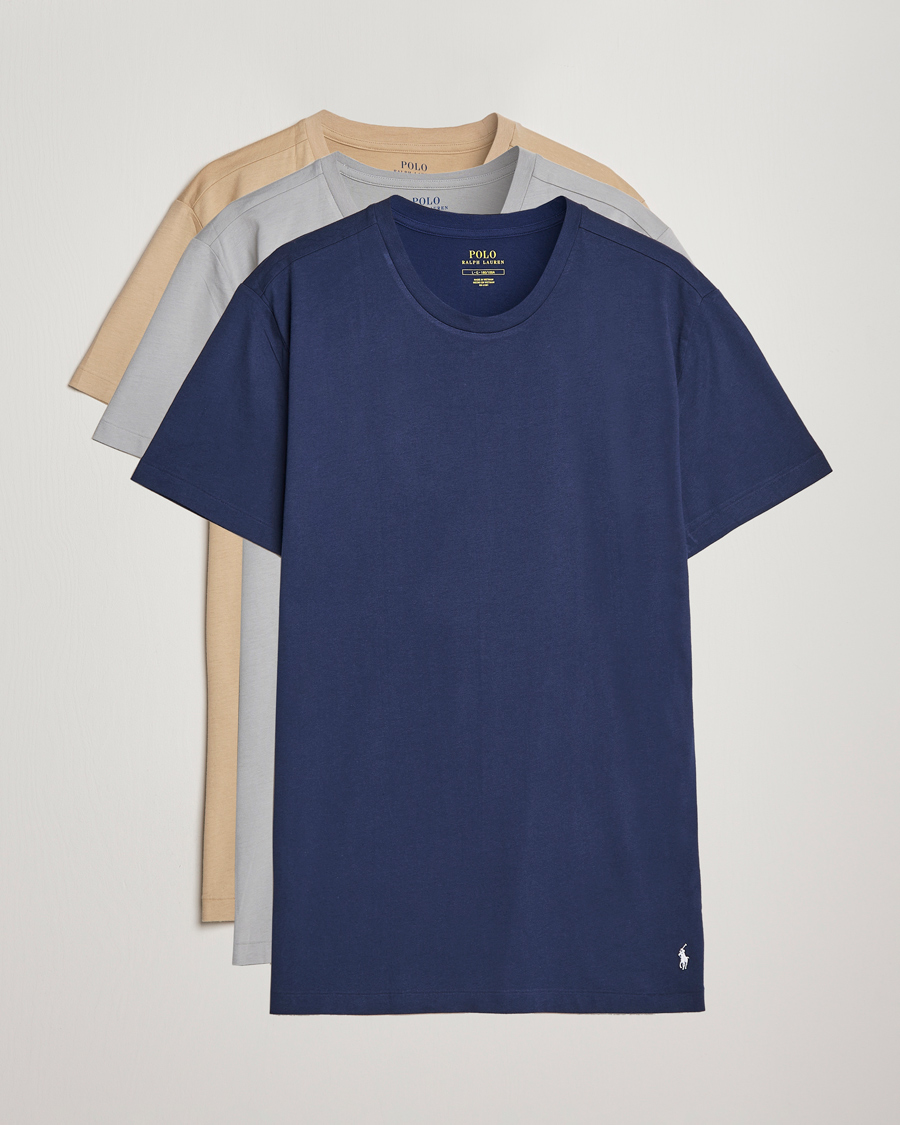 Hombres | Camisetas | Polo Ralph Lauren | 3-Pack Crew Neck T-Shirt Grey/Navy/Sand Dune
