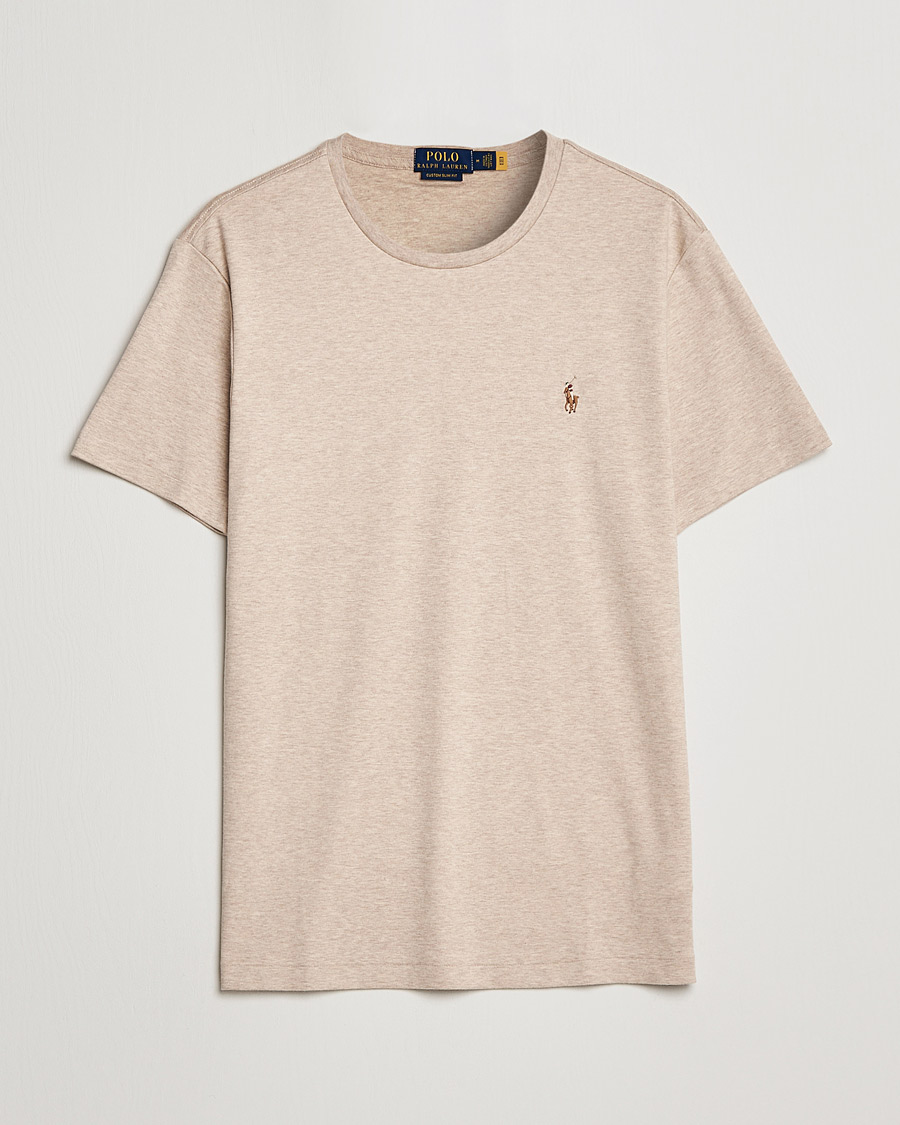 Hombres | Camisetas | Polo Ralph Lauren | Luxury Pima Cotton Crew Neck T-Shirt Sand Heather