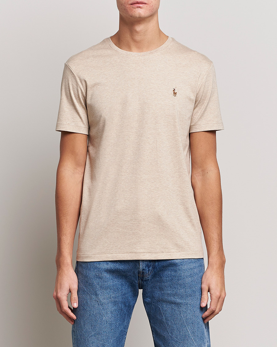 Hombres | Camisetas | Polo Ralph Lauren | Luxury Pima Cotton Crew Neck T-Shirt Sand Heather