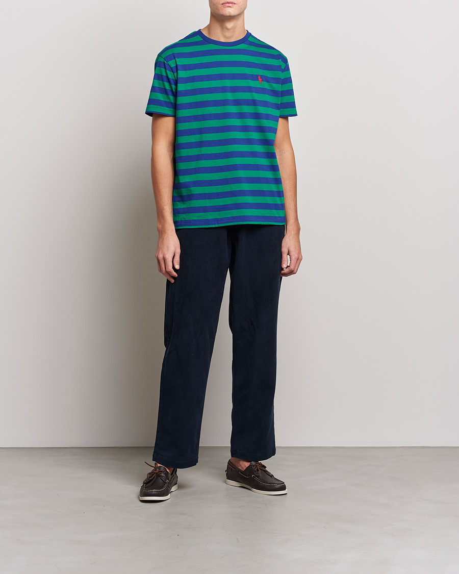 Hombres | Camisetas | Polo Ralph Lauren | Striped Crew Neck T-Shirt Green/Navy