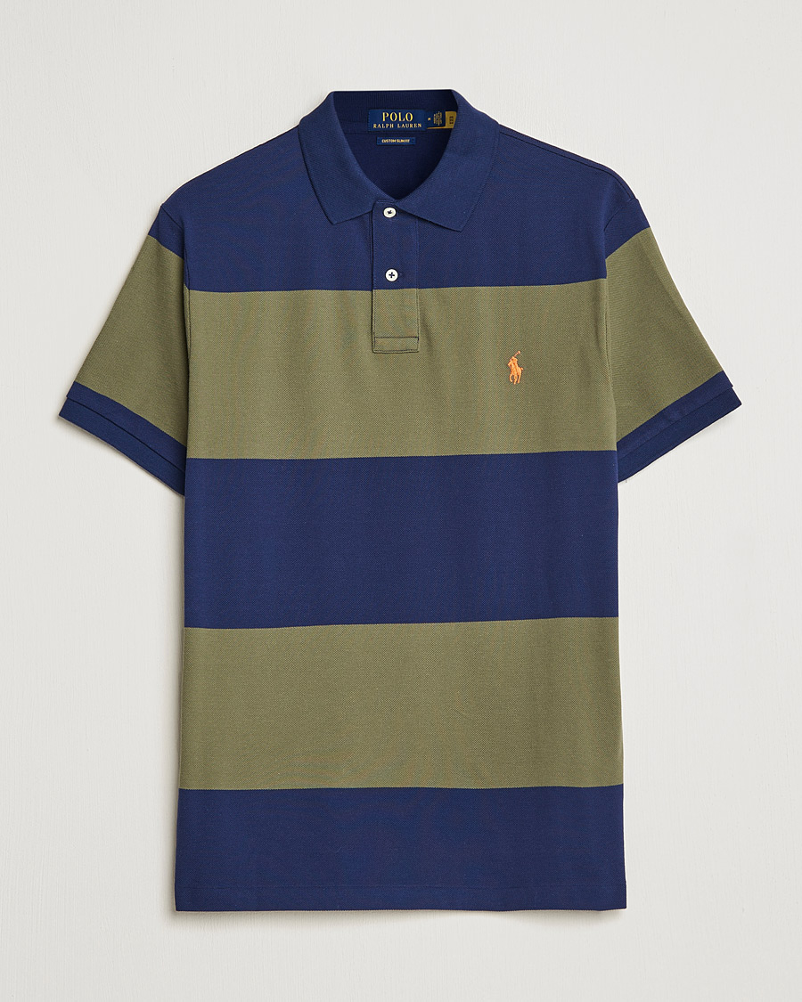 Hombres | Polos | Polo Ralph Lauren | Custom Slim Fit Barstriped Polo Navy/Dark Sage