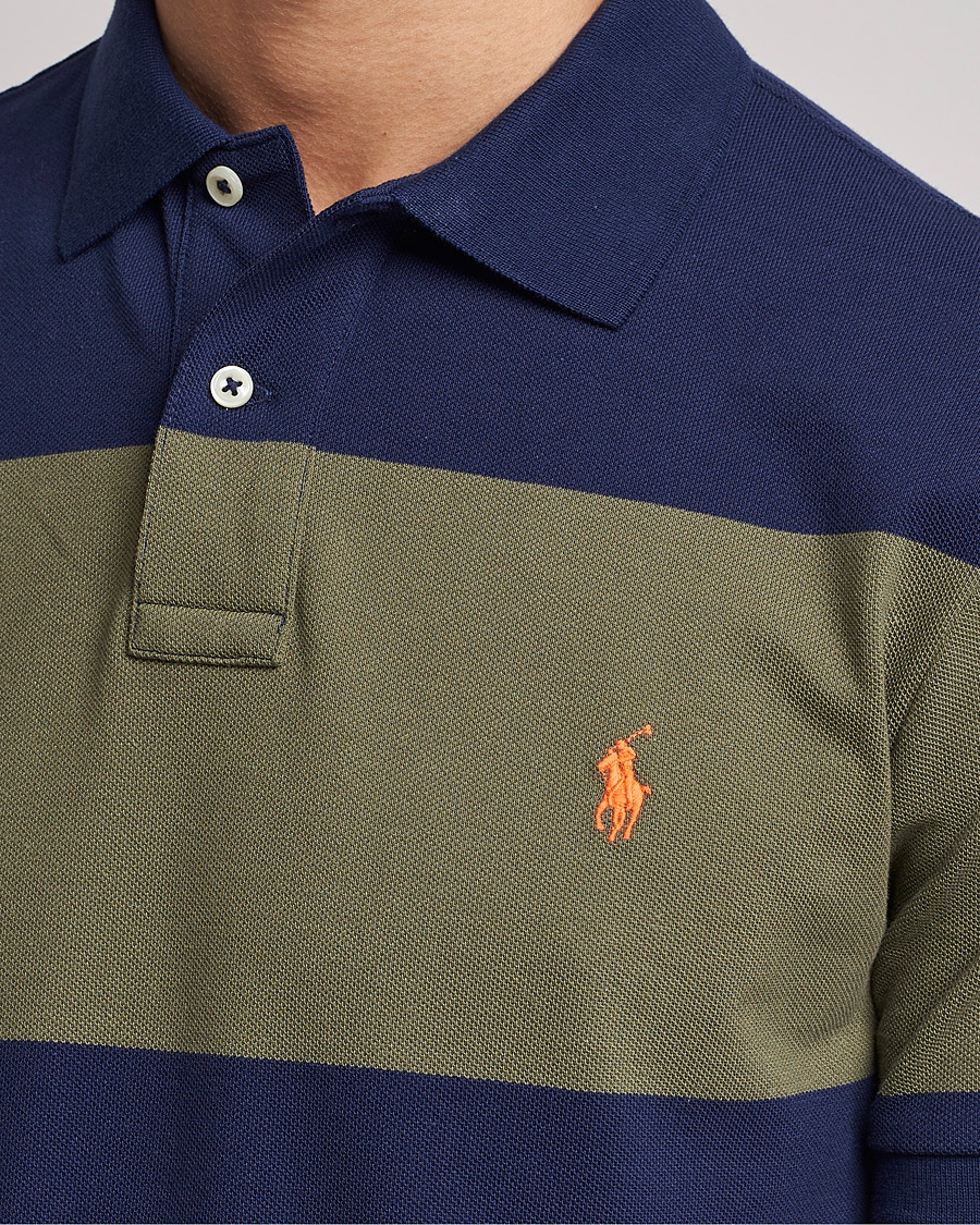 Hombres | Polos | Polo Ralph Lauren | Custom Slim Fit Barstriped Polo Navy/Dark Sage