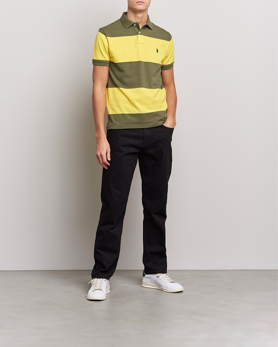 Hombres | Polos | Polo Ralph Lauren | Custom Slim Fit Barstriped Polo Lemon/Dark Sage