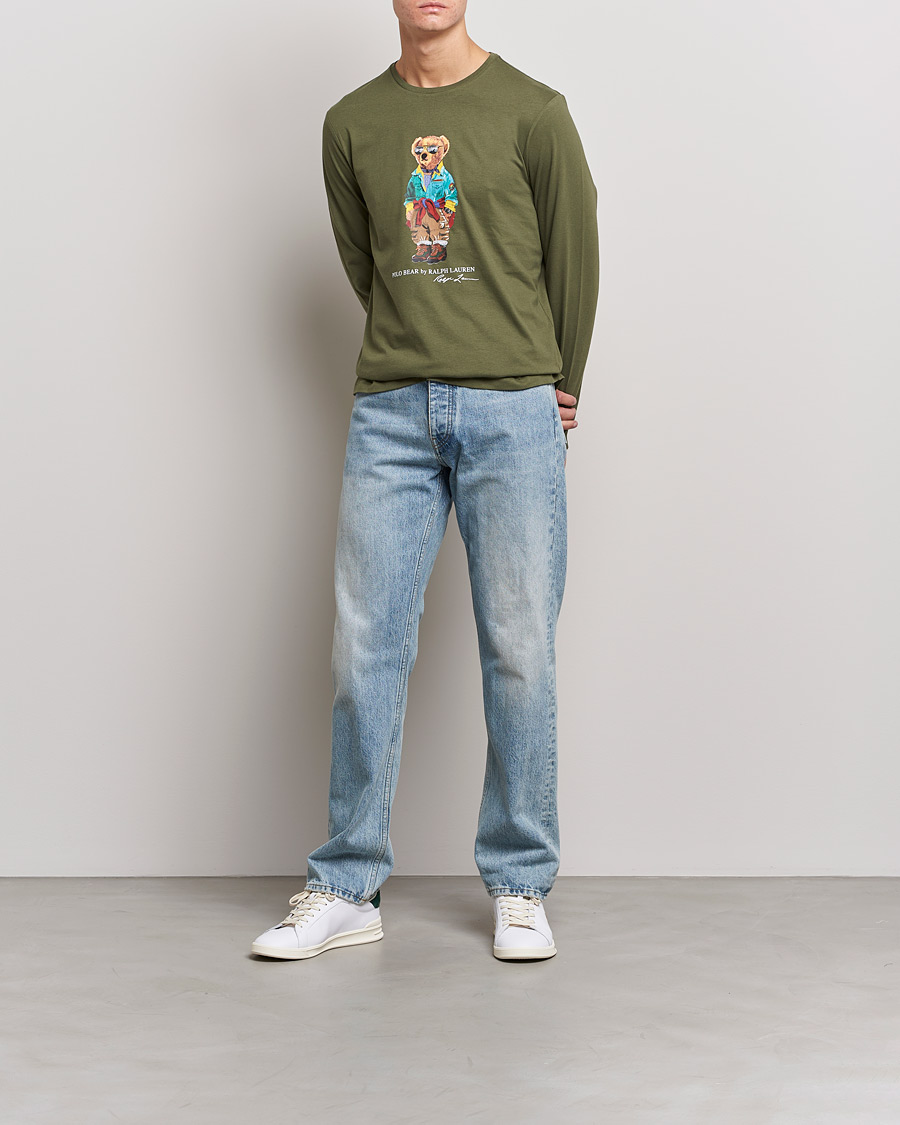 Hombres | Camisetas | Polo Ralph Lauren | Printed Bear Crew Neck Long Sleeve T-Shirt Dark Sage