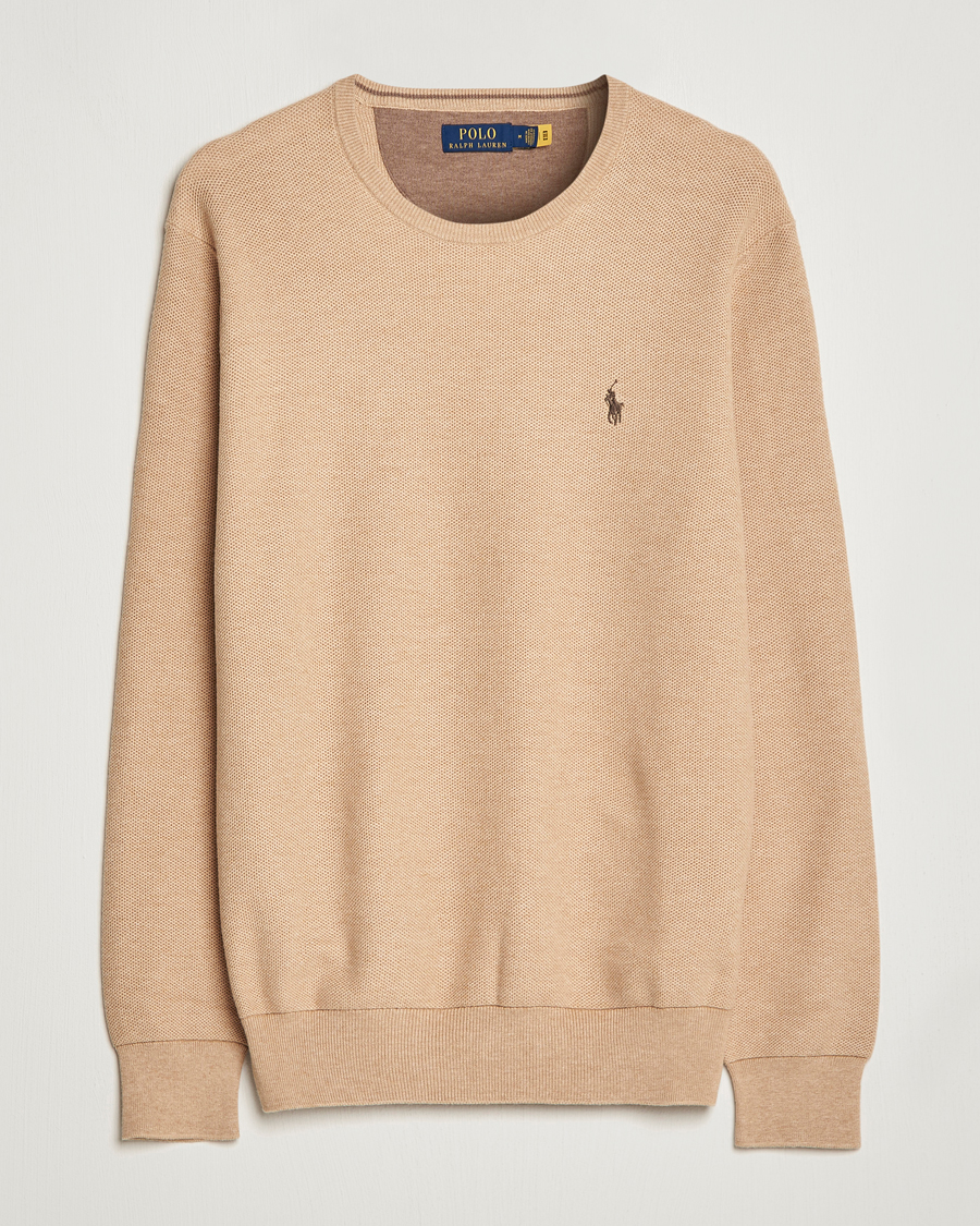 Hombres | Jerséis y prendas de punto | Polo Ralph Lauren | Textured Knitted Crew Neck Camel Melange