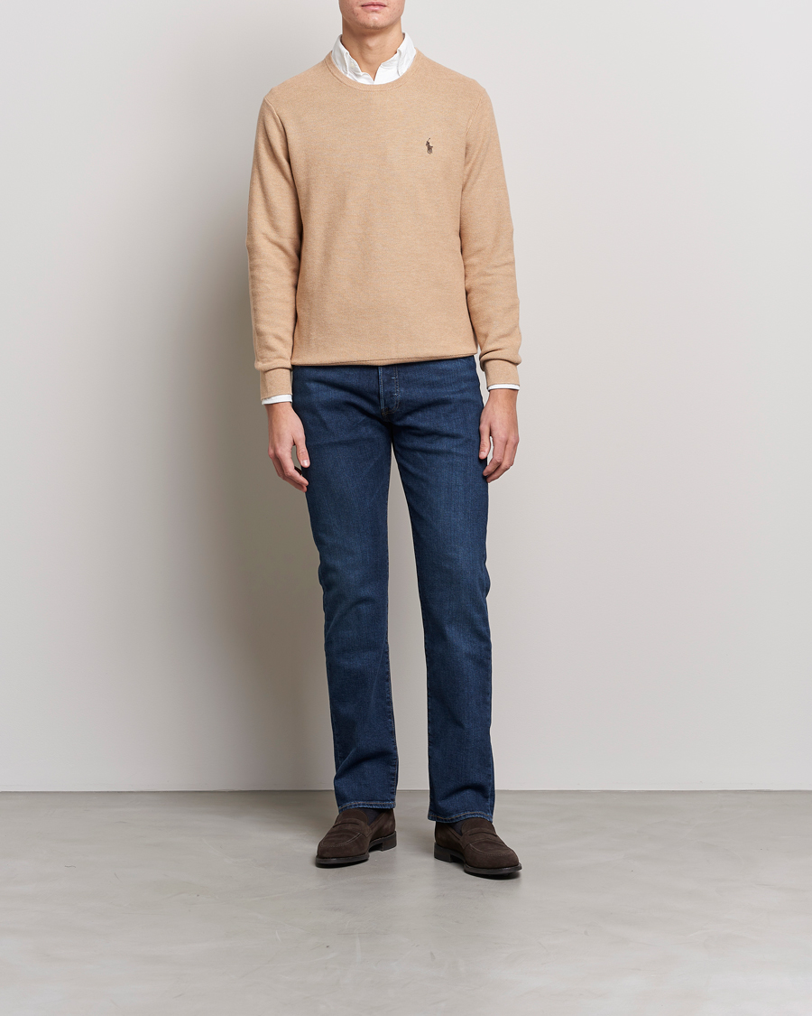 Hombres | Jerséis y prendas de punto | Polo Ralph Lauren | Textured Knitted Crew Neck Camel Melange