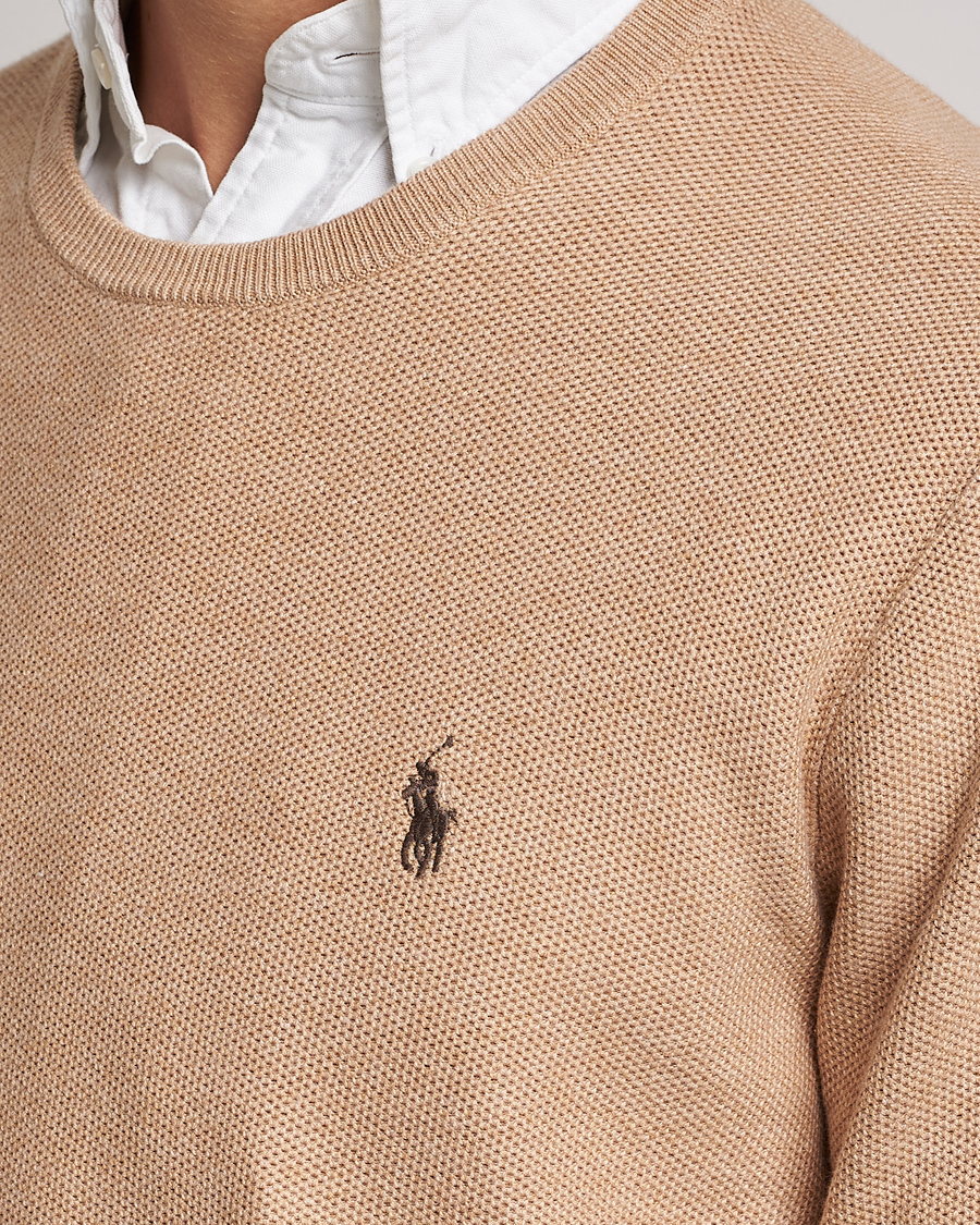 Hombres | Jerséis y prendas de punto | Polo Ralph Lauren | Textured Knitted Crew Neck Camel Melange