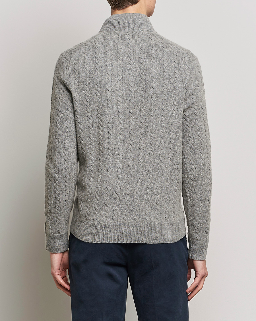Hombres | Jerséis y prendas de punto | Polo Ralph Lauren | Cotton/Wool Cable Half-Zip Fawn Grey Heather