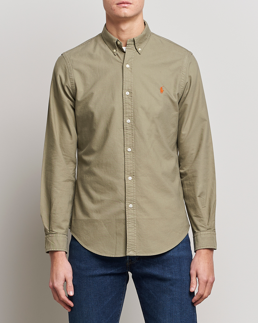 Hombres | Rebajas 30% | Polo Ralph Lauren | Slim Fit Garment Dyed Oxford Shirt Sage Green