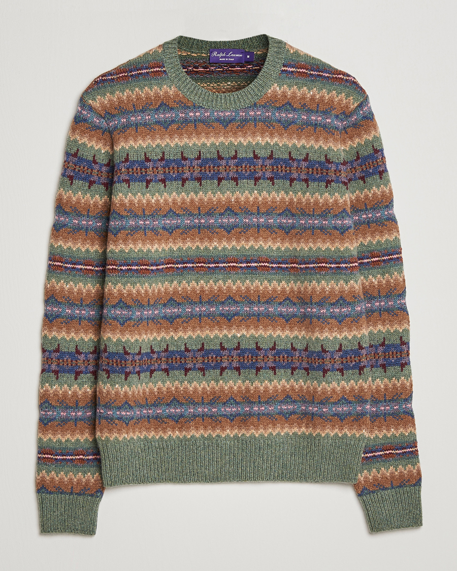 Hombres | Jerséis y prendas de punto | Ralph Lauren Purple Label | Fairisle Jacquard Sweater Tan Multi