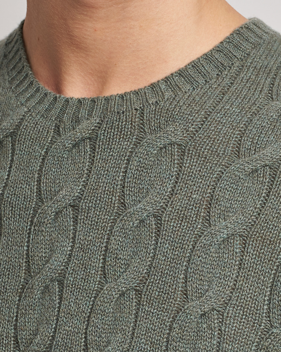 Hombres | Jerséis y prendas de punto | Ralph Lauren Purple Label | Cashmere Cable Crew Neck Sweater Sea Spray