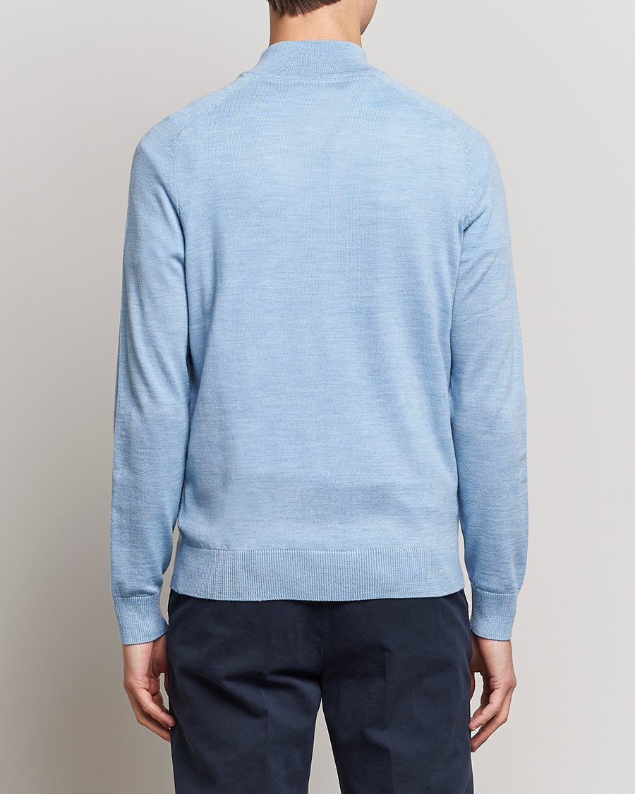 Hombres | Jerséis y prendas de punto | Morris | John Merino Half Zip Light Blue