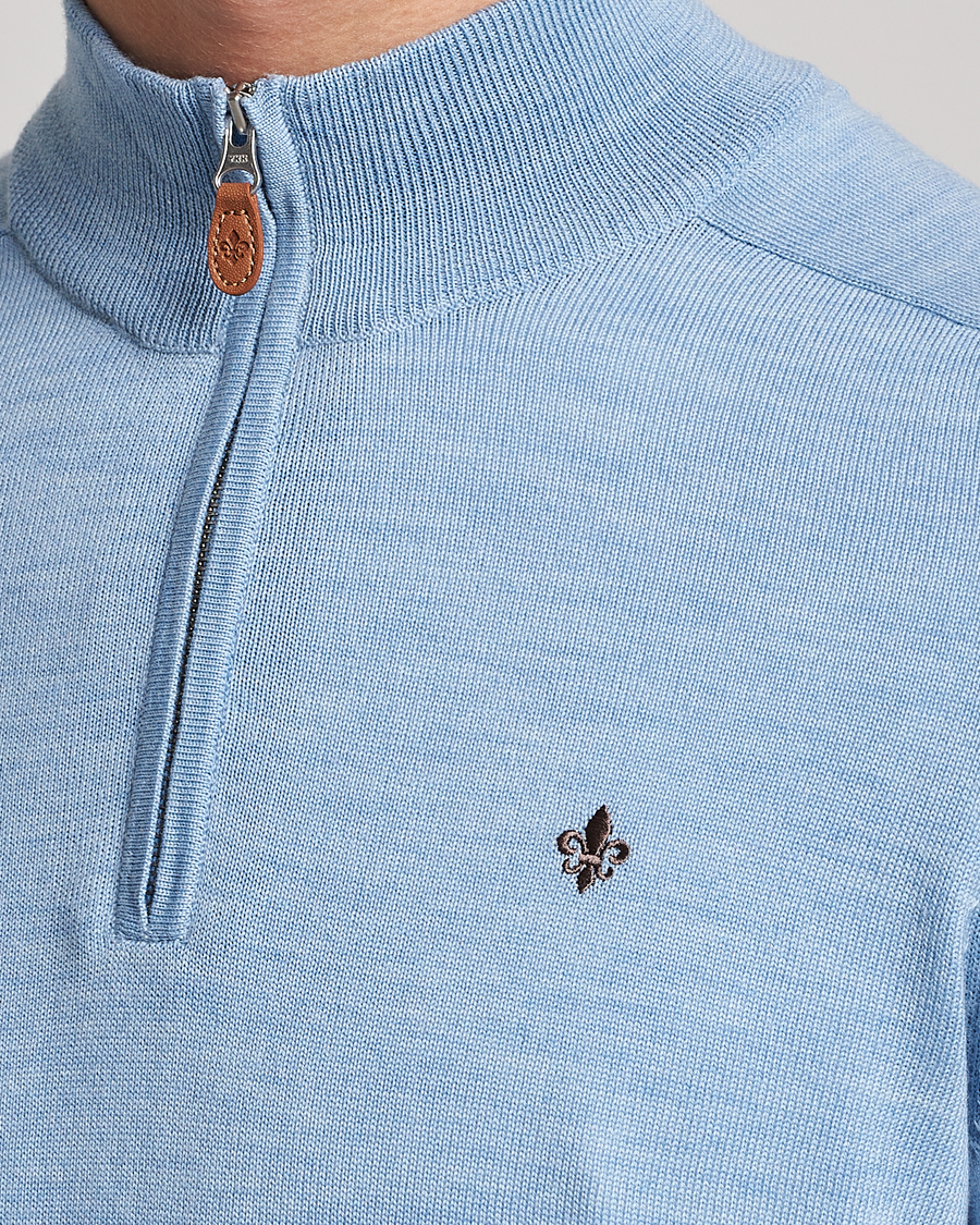 Hombres | Jerséis y prendas de punto | Morris | John Merino Half Zip Light Blue