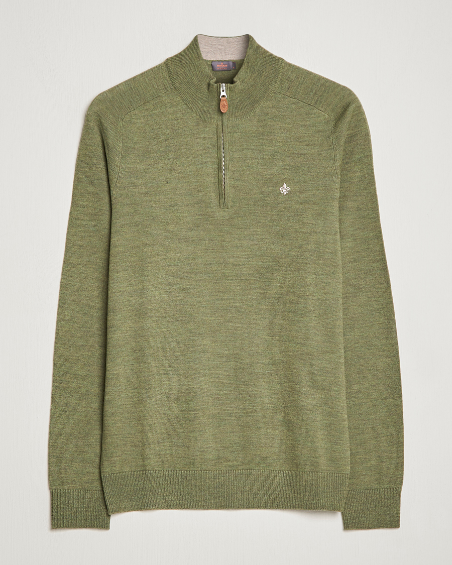 Hombres | Jerséis y prendas de punto | Morris | John Merino Half Zip Sage Green
