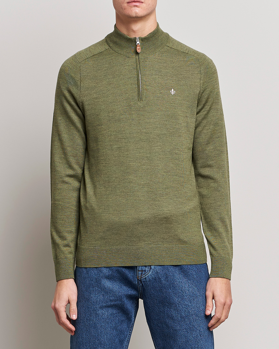 Hombres | Jerséis y prendas de punto | Morris | John Merino Half Zip Sage Green