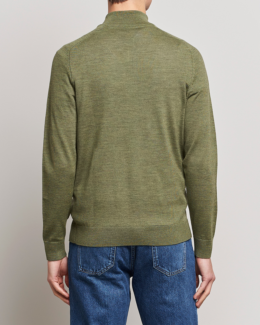 Hombres | Jerséis y prendas de punto | Morris | John Merino Half Zip Sage Green