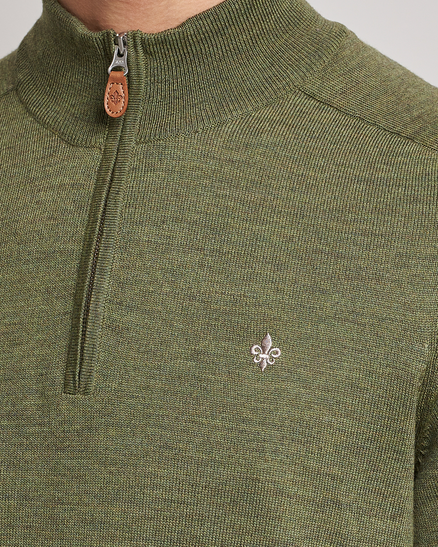 Hombres | Jerséis y prendas de punto | Morris | John Merino Half Zip Sage Green