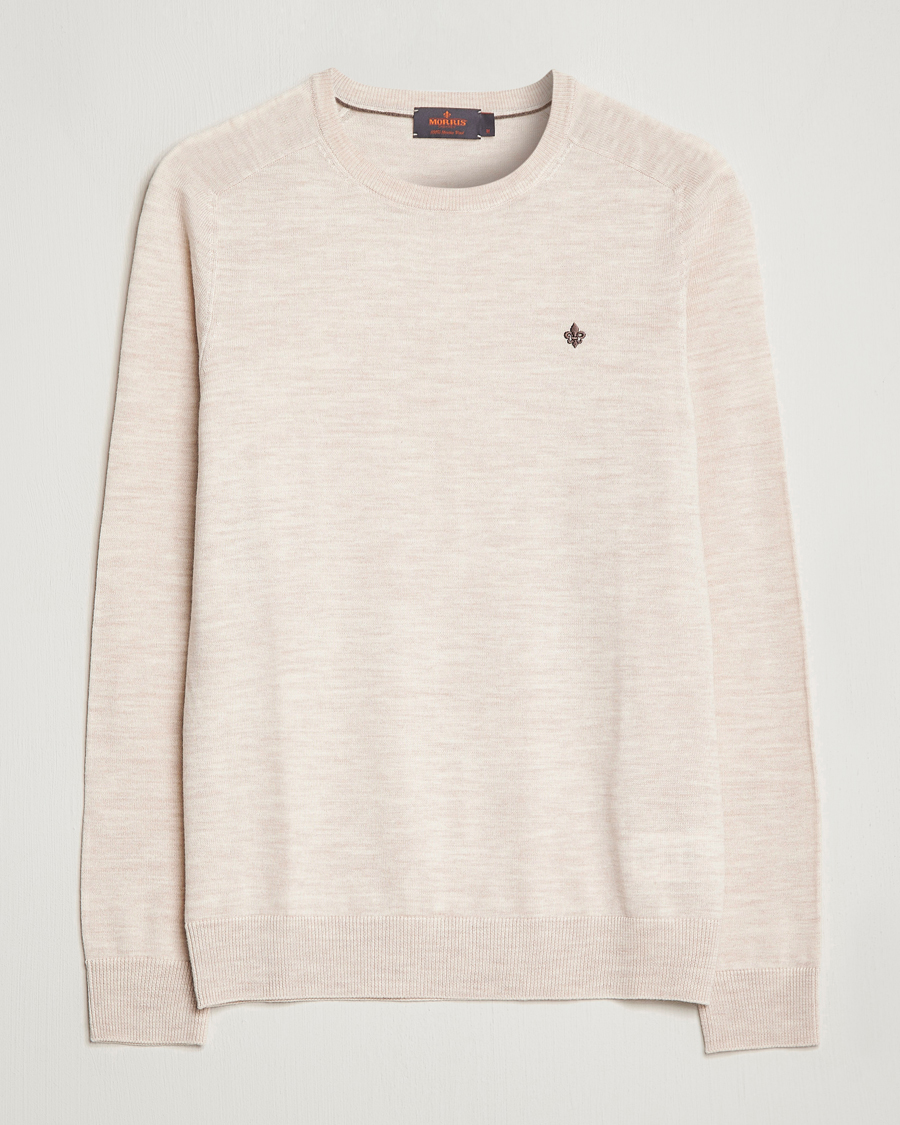 Hombres | Jerséis y prendas de punto | Morris | Merino Crew Neck Pullover Ecru