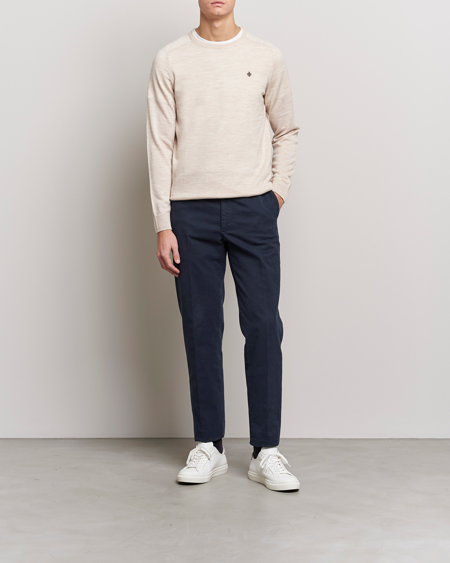 Hombres | Jerséis y prendas de punto | Morris | Merino Crew Neck Pullover Ecru