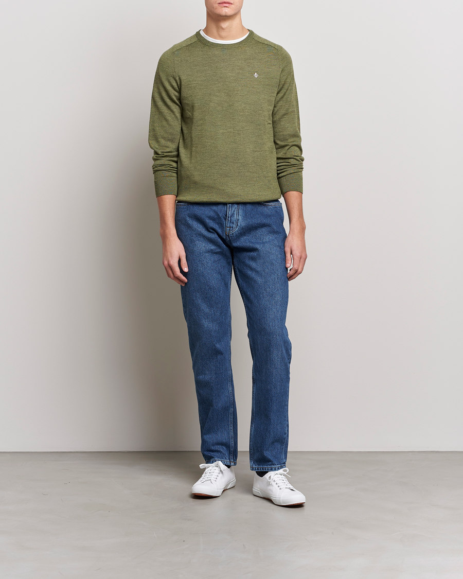Hombres | Jerséis y prendas de punto | Morris | Merino Crew Neck Pullover Sage Green