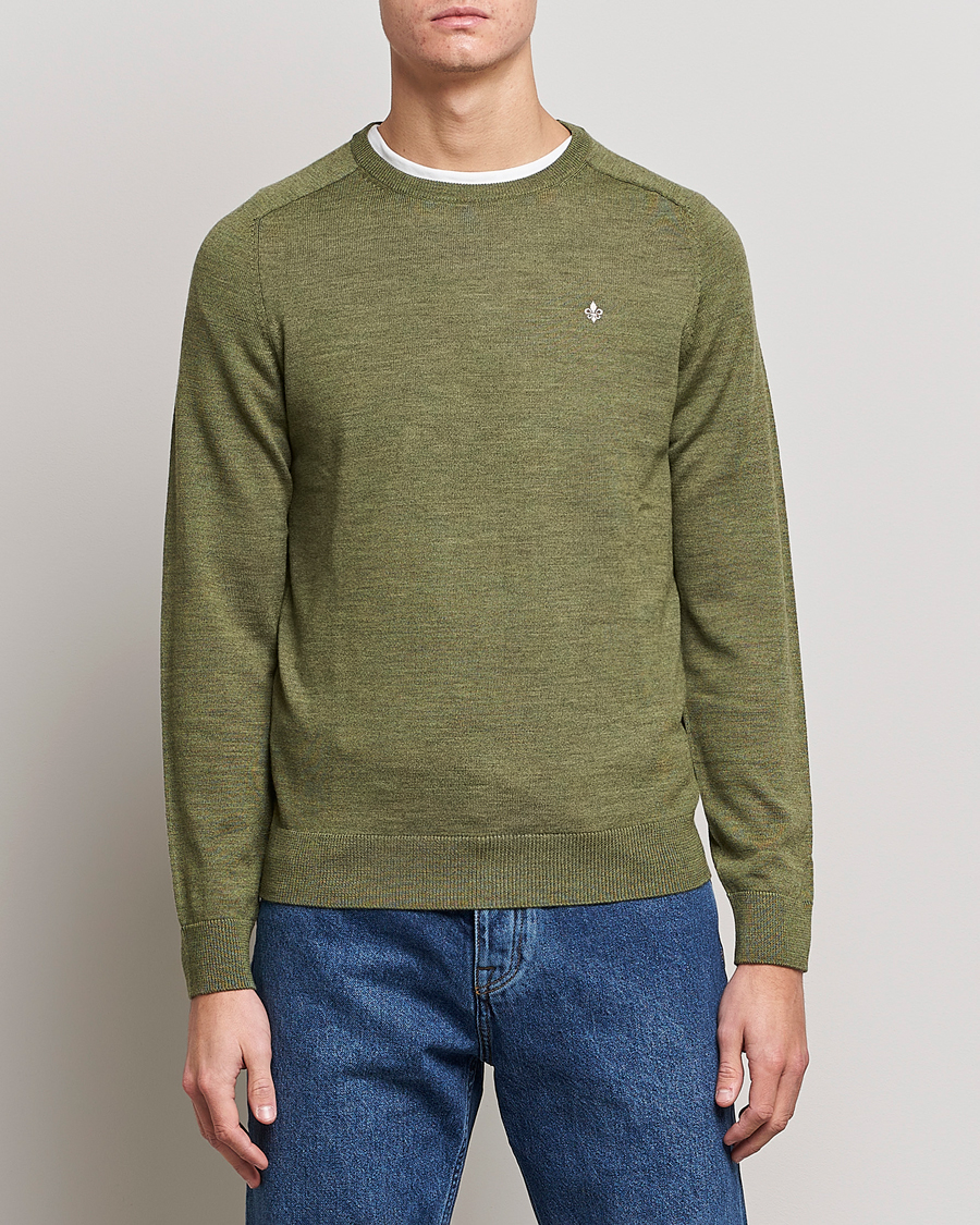 Hombres | Jerséis y prendas de punto | Morris | Merino Crew Neck Pullover Sage Green