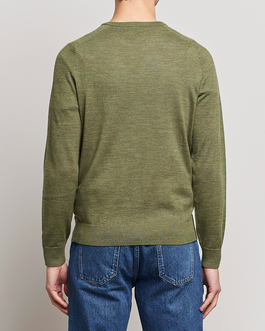 Hombres | Jerséis y prendas de punto | Morris | Merino Crew Neck Pullover Sage Green