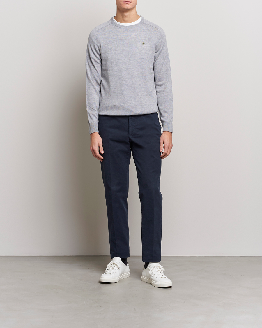 Hombres | Jerséis y prendas de punto | Morris | Merino Crew Neck Pullover Grey
