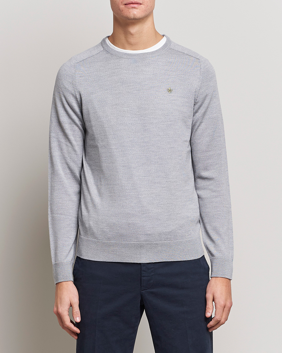 Hombres | Jerséis y prendas de punto | Morris | Merino Crew Neck Pullover Grey