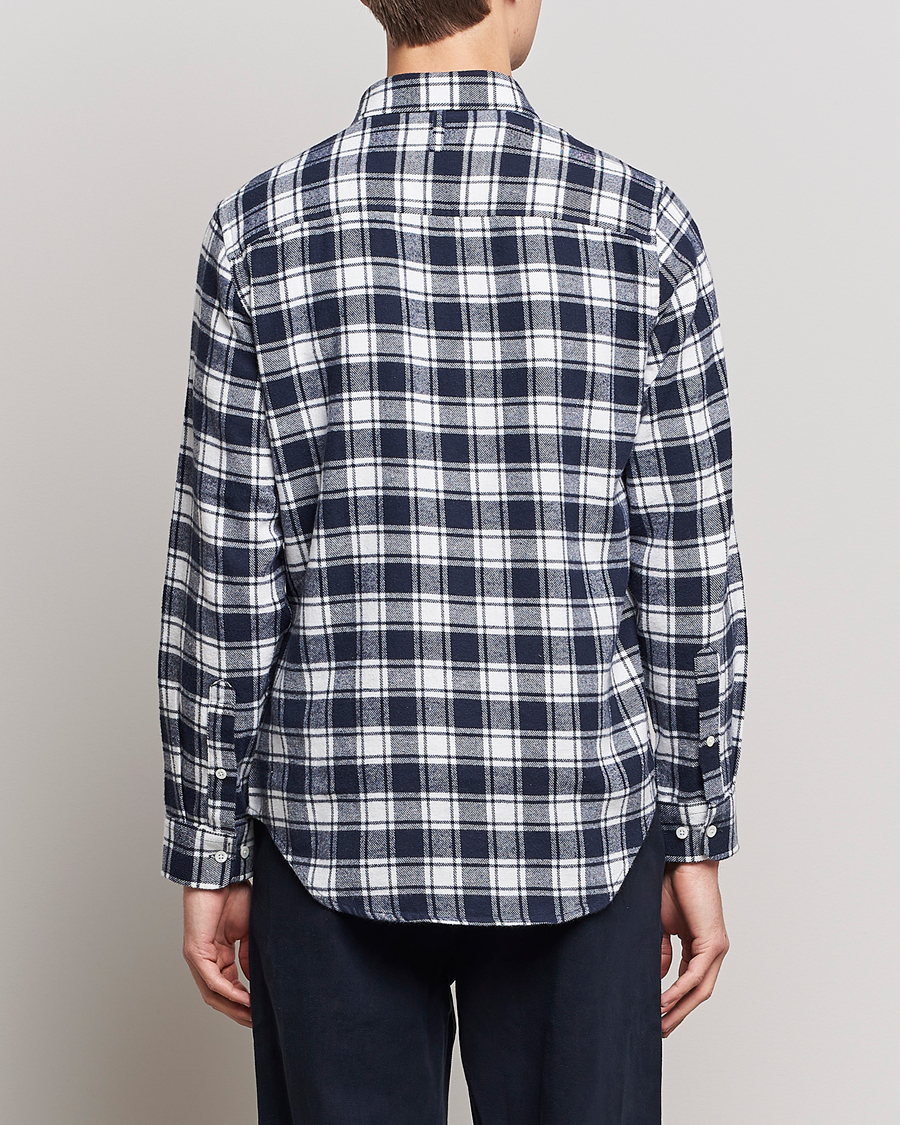 Hombres | Camisas | NN07 | Arne Brushed Cotton Checked Shirt Navy/White