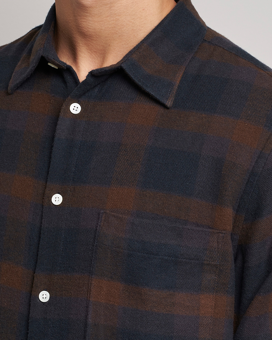 Hombres | Camisas | NN07 | Arne Brushed Cotton Checked Shirt Brown/Navy
